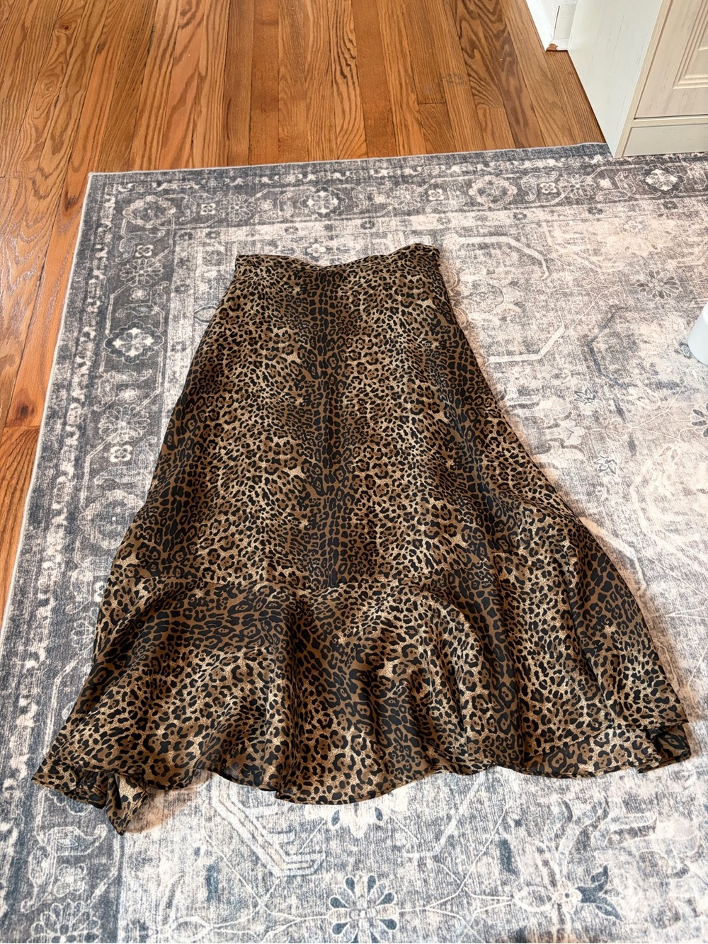 Coldwater Creek Leopard-Print Flared Maxi Skirt in Brown and Black